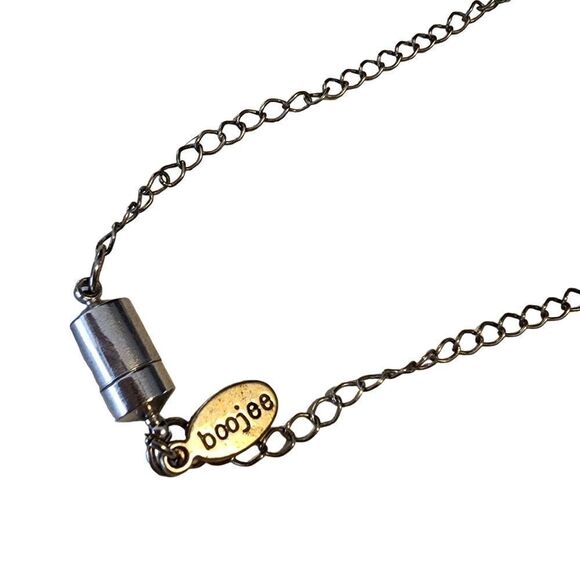 Boojee Silver Hammered Chain Links Necklace - Picture 3 of 4